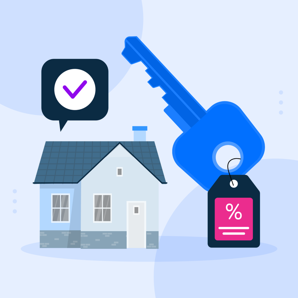 Illustration of real estate agent calculating commissions