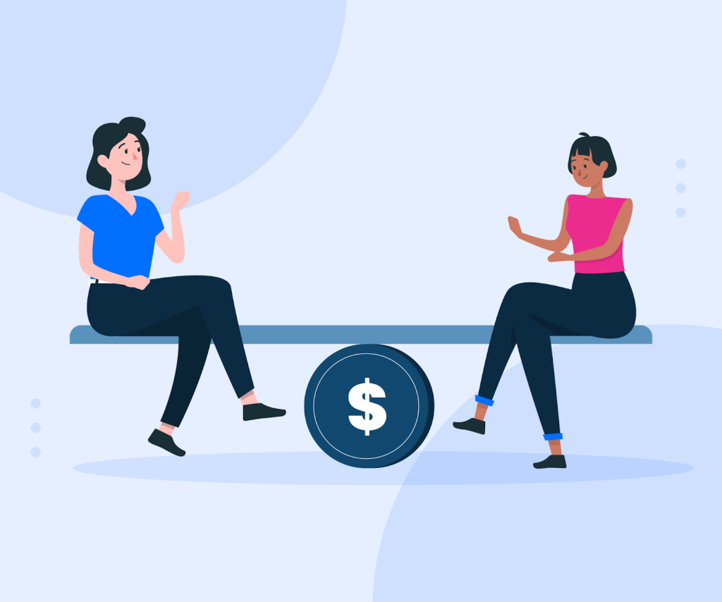 Illustration of broker and agent agreeing on a commission plan