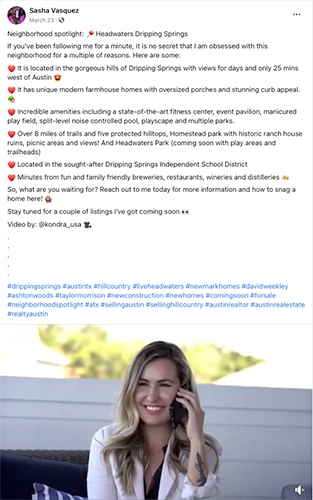 Sasha Vasquez community involvement Facebook post