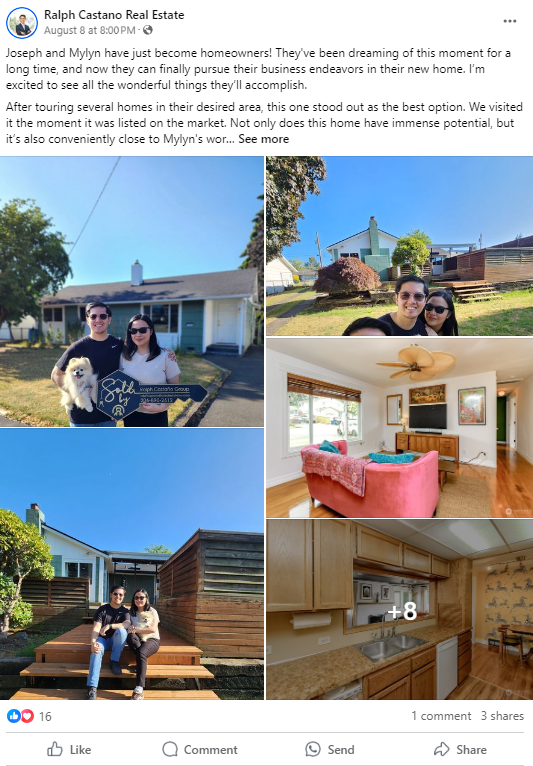 Ralph Castano Real Estate user-generated content Facebook post
