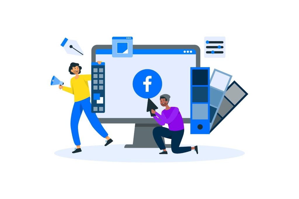 Person setting up a Facebook business page on a laptop