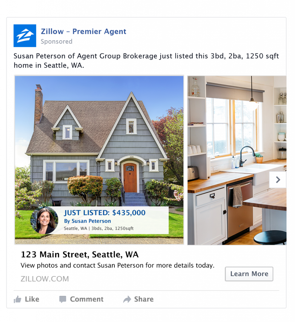 Real estate Facebook ad campaign on a laptop