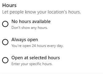 Facebook page additional details setup