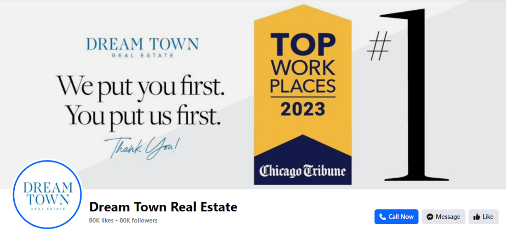 Dream Town Real Estate Facebook cover photo example