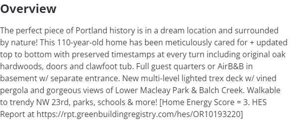 Example of a Portland real estate listing opening statement