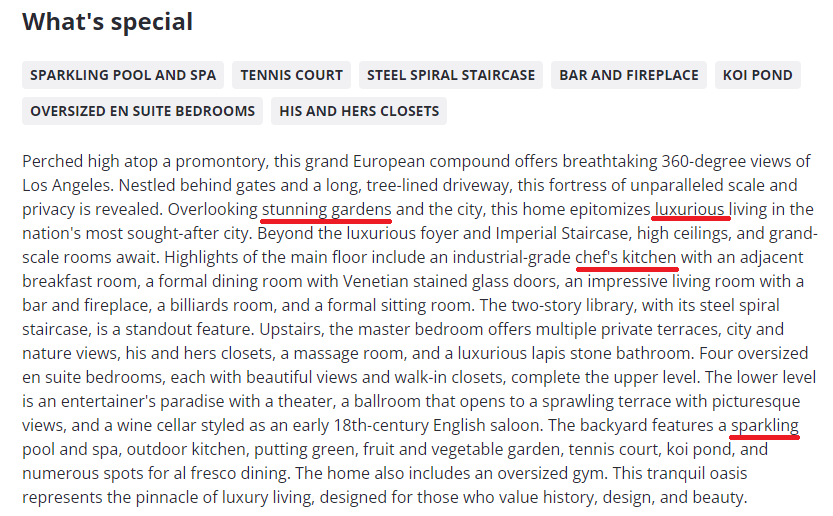 Aaron Kirman luxury property listing description