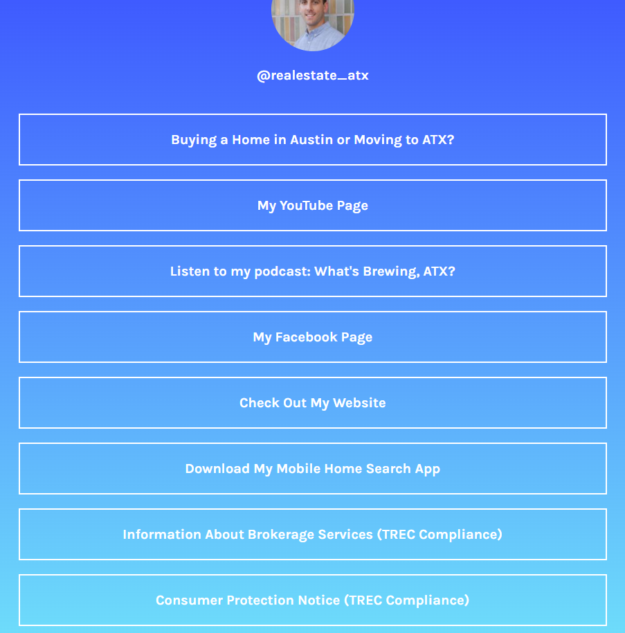 Ian Grossman LinkTree page example
