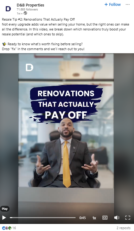 D&B Properties guide post about home renovations