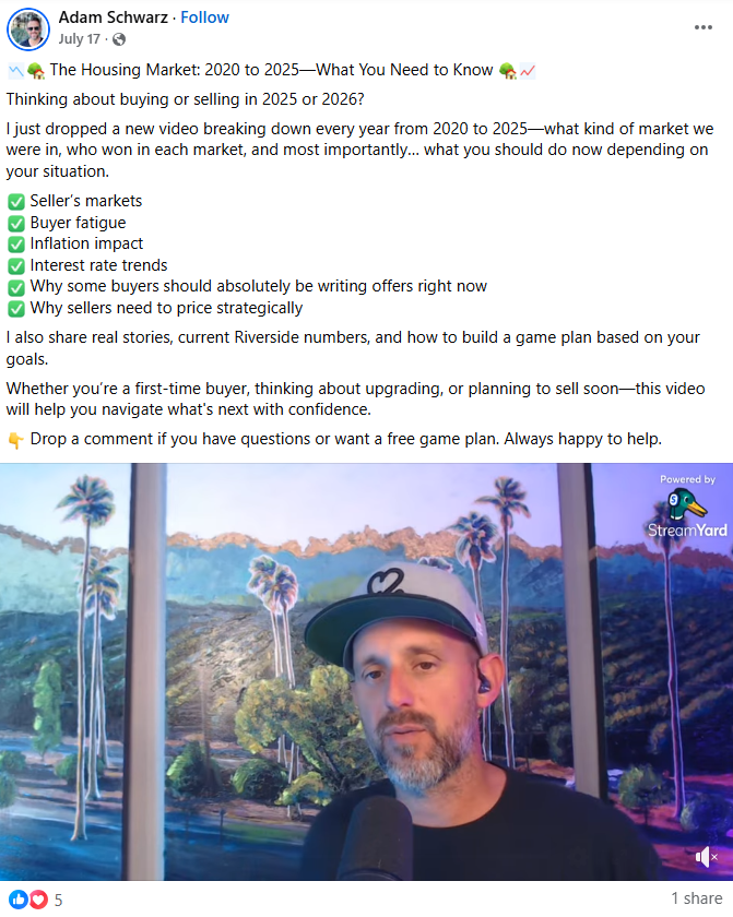 Adam Schwarz Facebook market trends post